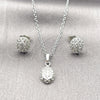 Rhodium Gold Filled Earring and Pendant Adult Set, with White Cubic Zirconia, Polished, Rhodium Finish, 10.452.0001
