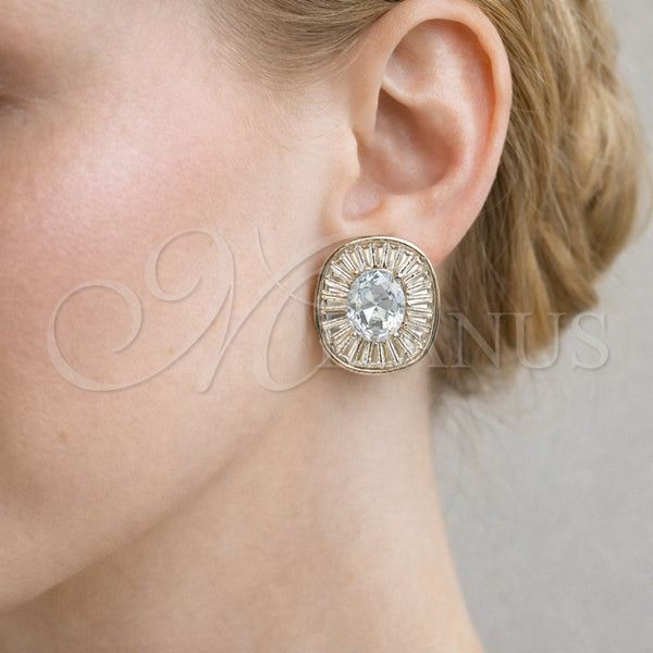 White Gold Filled Ring — Stud Earring Cluster and Baguette Design with White — alternate product view — SKU 164438 | Oro Laminado Blanco anillo — Stud Earring Cluster and Baguette diseño with blanco — SKU 164438