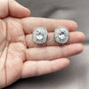 Rhodium Gold Filled Stud Earring, Cluster and Baguette Design, with White Cubic Zirconia, Polished, Rhodium Finish, 02.452.0011