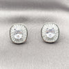 Rhodium Gold Filled Stud Earring, Cluster and Baguette Design, with White Cubic Zirconia, Polished, Rhodium Finish, 02.452.0011