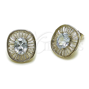 White Gold Filled Ring — Stud Earring Cluster and Baguette Design with White — main product view — SKU 164438 | Oro Laminado Blanco anillo — Stud Earring Cluster and Baguette diseño with blanco — SKU 164438