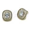 Rhodium Gold Filled Stud Earring, Cluster and Baguette Design, with White Cubic Zirconia, Polished, Rhodium Finish, 02.452.0011