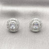 Rhodium Gold Filled Stud Earring, Cluster Design, with White Cubic Zirconia, Polished, Rhodium Finish, 02.452.0013