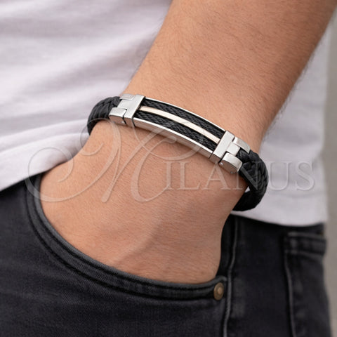 Stainless Steel Fancy Bracelet, Polished, Steel Finish, 03.219.0003.09 (10 MM Thickness, 9 Inches Length)