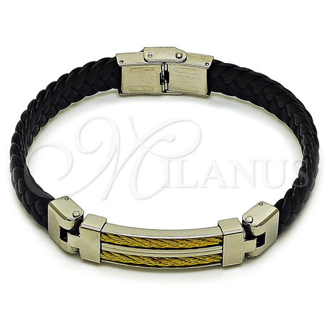 Stainless Steel Fancy Bracelet, Polished, Two Tone, 03.219.0003.1.09 (10 MM Thickness, 9 Inches Length)