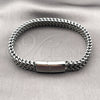 Stainless Steel Fancy Bracelet, Square Franco Design, Polished, Steel Finish, 03.440.0001.09 (08 MM Thickness, 9 Inches Length)