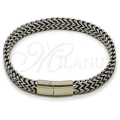 Stainless Steel Fancy Bracelet, Square Franco Design, Polished, Steel Finish, 03.440.0001.09 (08 MM Thickness, 9 Inches Length)