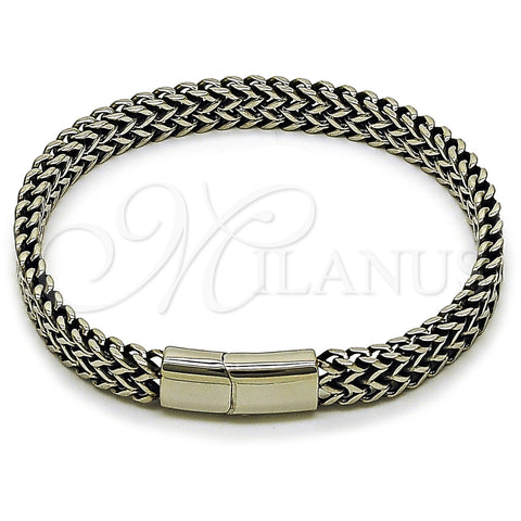 Stainless Steel Fancy Bracelet, Square Franco Design, Polished, Steel Finish, 03.440.0001.09 (08 MM Thickness, 9 Inches Length)