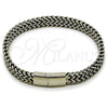 Stainless Steel Fancy Bracelet, Square Franco Design, Polished, Steel Finish, 03.440.0001.09 (08 MM Thickness, 9 Inches Length)