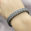 Stainless Steel Fancy Bracelet, Square Franco Design, Polished, Steel Finish, 03.440.0002.09 (12 MM Thickness, 9 Inches Length)