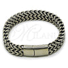 Stainless Steel Fancy Bracelet, Square Franco Design, Polished, Steel Finish, 03.440.0002.09 (12 MM Thickness, 9 Inches Length)
