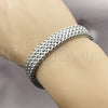 Stainless Steel Fancy Bracelet, Square Franco Design, Polished, Steel Finish, 03.440.0003.08 (Thickness, 8 Inches Length)