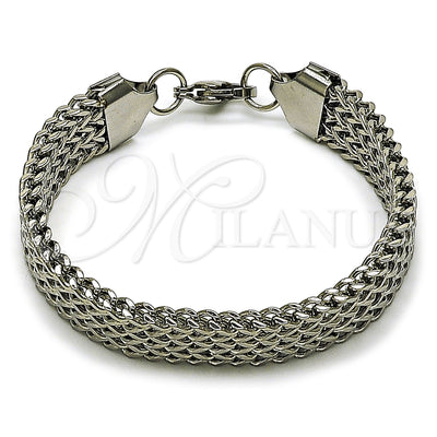 Stainless Steel Fancy Bracelet, Square Franco Design, Polished, Steel Finish, 03.440.0003.08 (Thickness, 8 Inches Length)