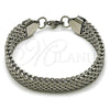 Stainless Steel Fancy Bracelet, Square Franco Design, Polished, Steel Finish, 03.440.0003.08 (Thickness, 8 Inches Length)