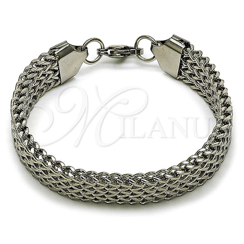 Stainless Steel Fancy Bracelet, Square Franco Design, Polished, Steel Finish, 03.440.0003.08 (Thickness, 8 Inches Length)