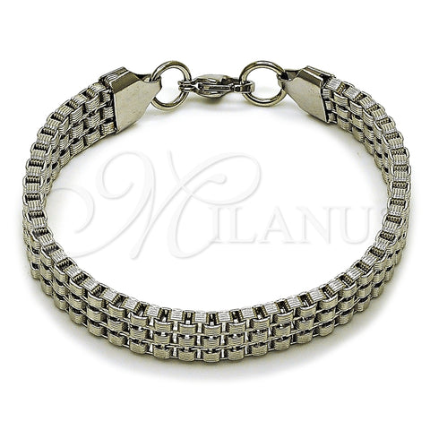 Stainless Steel Fancy Bracelet, Diamond Cutting Finish, Steel Finish, 03.440.0004.09 (Thickness, 9 Inches Length)
