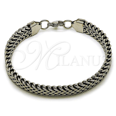 Stainless Steel Fancy Bracelet, Square Franco Design, Polished, Steel Finish, 03.440.0005.09 (Thickness, 9 Inches Length)