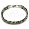 Stainless Steel Fancy Bracelet, Square Franco Design, Polished, Steel Finish, 03.440.0005.09 (Thickness, 9 Inches Length)