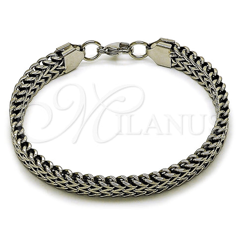 Stainless Steel Fancy Bracelet, Square Franco Design, Polished, Steel Finish, 03.440.0005.09 (Thickness, 9 Inches Length)