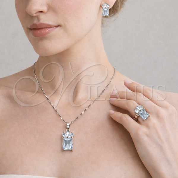 White Gold Filled Ring — Necklace Earring and Ring Pineapple Design with White — alternate product view — SKU 164451 | Oro Laminado Blanco anillo — Necklace Earring and Ring Pineapple diseño with blanco — SKU 164451
