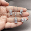 Rhodium Gold Filled Necklace, Earring and Ring, Pineapple Design, with White Cubic Zirconia, Polished, Rhodium Finish, 06.323.0001