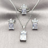 Rhodium Gold Filled Necklace, Earring and Ring, Pineapple Design, with White Cubic Zirconia, Polished, Rhodium Finish, 06.323.0001