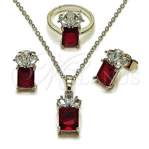 White Gold Filled Ring — Necklace Earring and Ring Pineapple Design with Garnet — main product view — SKU 164452 | Oro Laminado Blanco anillo — Necklace Earring and Ring Pineapple diseño with Garnet — SKU 164452