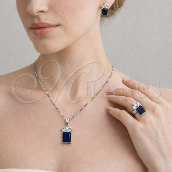 White Gold Filled Ring — Necklace Earring and Ring Pineapple Design with Sapphire — alternate product view — SKU 164453 | Oro Laminado Blanco anillo — Necklace Earring and Ring Pineapple diseño with Sapphire — SKU 164453