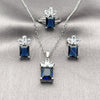 Rhodium Gold Filled Necklace, Earring and Ring, Pineapple Design, with Sapphire Blue and White Cubic Zirconia, Polished, Rhodium Finish, 06.323.0001.2