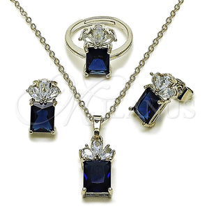 White Gold Filled Ring — Necklace Earring and Ring Pineapple Design with Sapphire — main product view — SKU 164453 | Oro Laminado Blanco anillo — Necklace Earring and Ring Pineapple diseño with Sapphire — SKU 164453