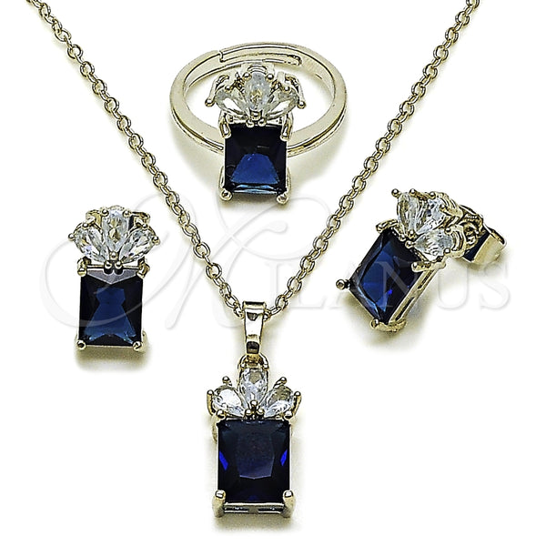 White Gold Filled Ring — Necklace Earring and Ring Pineapple Design with Sapphire — main product view — SKU 164453 | Oro Laminado Blanco anillo — Necklace Earring and Ring Pineapple diseño with Sapphire — SKU 164453