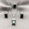 Rhodium Gold Filled Necklace, Earring and Ring, Pineapple Design, with Black and White Cubic Zirconia, Polished, Rhodium Finish, 06.323.0001.3