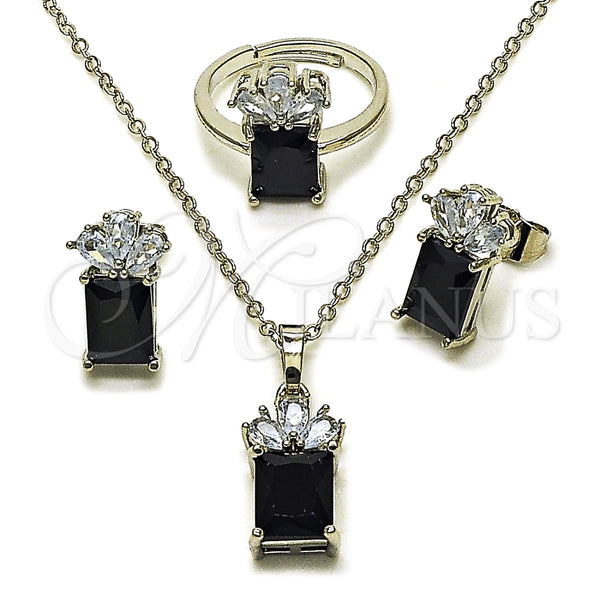 White Gold Filled Ring — Necklace Earring and Ring Pineapple Design with Black — main product view — SKU 164454 | Oro Laminado Blanco anillo — Necklace Earring and Ring Pineapple diseño with negro — SKU 164454