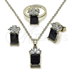 White Gold Filled Ring — Necklace Earring and Ring Pineapple Design with Black — main product view — SKU 164454 | Oro Laminado Blanco anillo — Necklace Earring and Ring Pineapple diseño with negro — SKU 164454