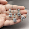 Rhodium Gold Filled Necklace, Earring and Ring, Cluster Design, with White Cubic Zirconia and White Micro Pave, Polished, Rhodium Finish, 06.323.0002