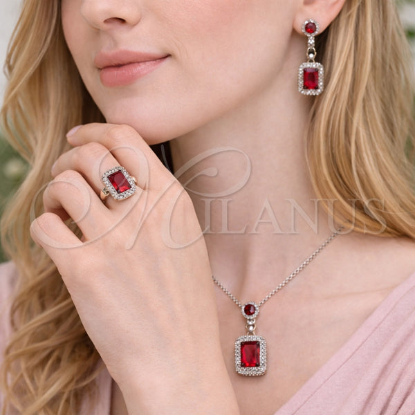 White Gold Filled Ring — Necklace Earring and Ring Cluster Design with Garnet — alternate product view — SKU 164456 | Oro Laminado Blanco anillo — Necklace Earring and Ring Cluster diseño with Garnet — SKU 164456