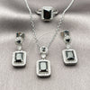 Rhodium Gold Filled Necklace, Earring and Ring, Cluster Design, with Black Cubic Zirconia and White Micro Pave, Polished, Rhodium Finish, 06.323.0002.3