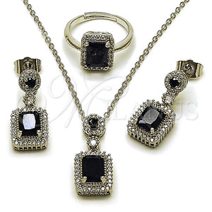White Gold Filled Ring — Necklace Earring and Ring Cluster Design with Black — main product view — SKU 164458 | Oro Laminado Blanco anillo — Necklace Earring and Ring Cluster diseño with negro — SKU 164458