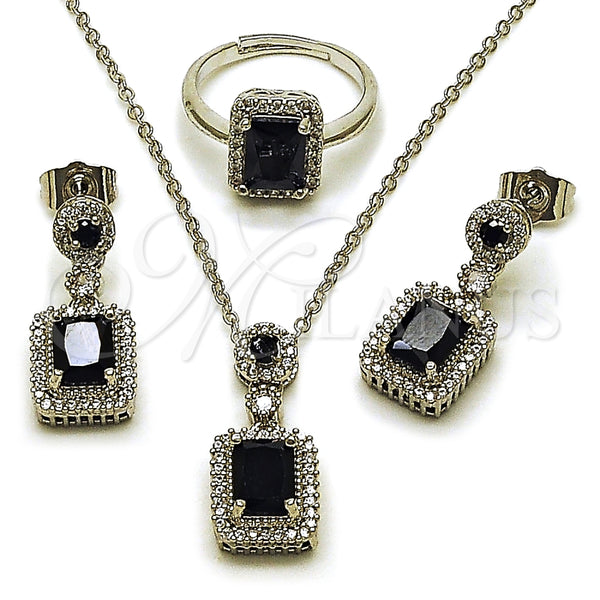 White Gold Filled Ring — Necklace Earring and Ring Cluster Design with Black — main product view — SKU 164458 | Oro Laminado Blanco anillo — Necklace Earring and Ring Cluster diseño with negro — SKU 164458