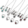 Rhodium Gold Filled Necklace, Earring and Ring, Cluster Design, with Black Cubic Zirconia and White Micro Pave, Polished, Rhodium Finish, 06.323.0002.3