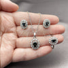 Rhodium Gold Filled Necklace, Earring and Ring, Cluster Design, with Black and White Cubic Zirconia, Polished, Rhodium Finish, 06.323.0003.1