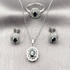 Rhodium Gold Filled Necklace, Earring and Ring, Cluster Design, with Black and White Cubic Zirconia, Polished, Rhodium Finish, 06.323.0003.1