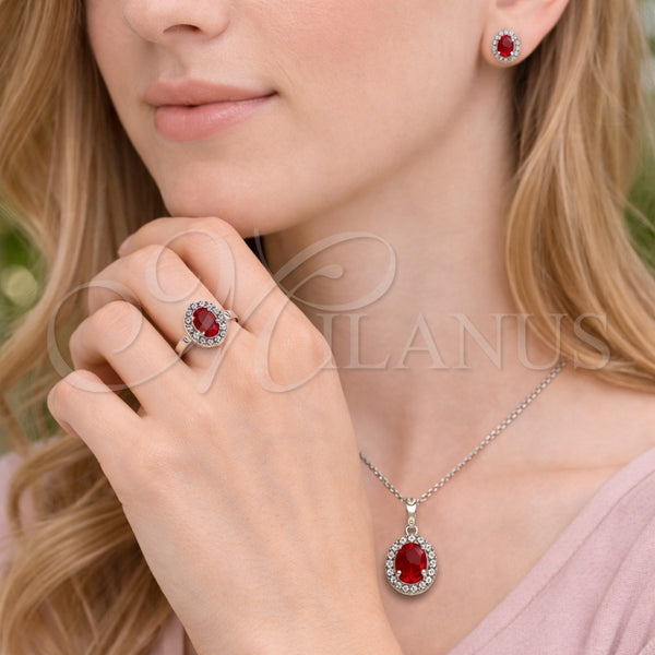White Gold Filled Ring — Necklace Earring and Ring Cluster Design with Garnet — alternate product view — SKU 164461 | Oro Laminado Blanco anillo — Necklace Earring and Ring Cluster diseño with Garnet — SKU 164461