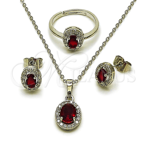 White Gold Filled Ring — Necklace Earring and Ring Cluster Design with Garnet — main product view — SKU 164461 | Oro Laminado Blanco anillo — Necklace Earring and Ring Cluster diseño with Garnet — SKU 164461