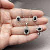 Rhodium Gold Filled Necklace, Earring and Ring, Cluster Design, with Black and White Cubic Zirconia, Polished, Rhodium Finish, 06.323.0004.1
