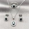 Rhodium Gold Filled Necklace, Earring and Ring, Cluster Design, with Black and White Cubic Zirconia, Polished, Rhodium Finish, 06.323.0004.1