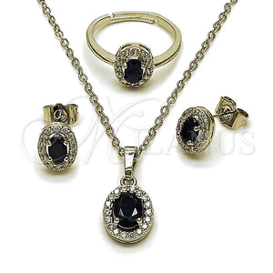 White Gold Filled Ring — Necklace Earring and Ring Cluster Design with Black — main product view — SKU 164462 | Oro Laminado Blanco anillo — Necklace Earring and Ring Cluster diseño with negro — SKU 164462