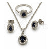 White Gold Filled Necklace, Earring and Ring, Cluster Design, with Black and White Cubic Zirconia, Polished, Rhodium Finish, 06.323.0004.1