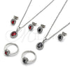 Rhodium Gold Filled Necklace, Earring and Ring, Cluster Design, with Black and White Cubic Zirconia, Polished, Rhodium Finish, 06.323.0004.1