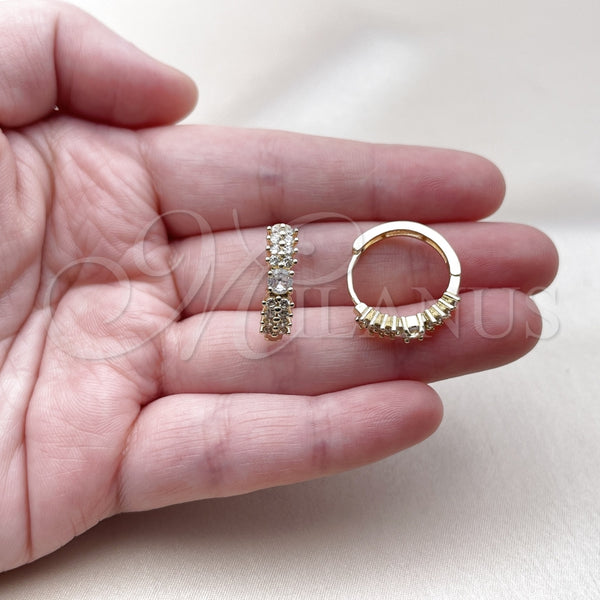 Gold Filled Hoop Earrings — Huggie Hoop with White Cubic Zirconia Polished 02. — alternate product view — SKU 164463 | Oro Laminado aretes de aro — Huggie Hoop with blanco Cubic Zirconia pulido 02. — SKU 164463